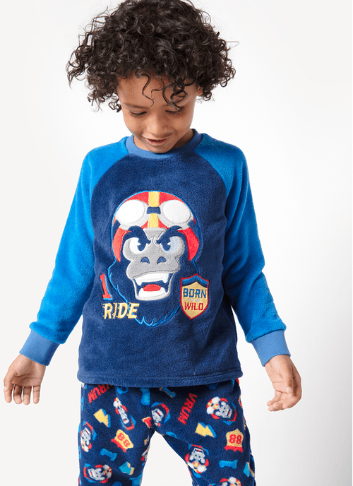 Pijama Manga Longa Menino Teen Soft Gorila Rider