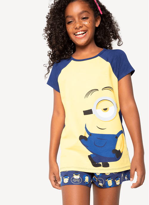 Pijama Manga Curta Menina Viscolycra Minions