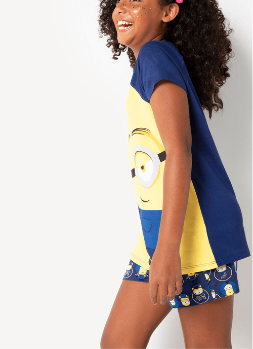 Pijama Manga Curta Menina Viscolycra Minions