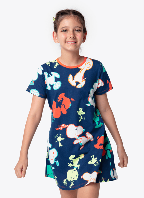 Camisola Manga Curta Algodão Menina Teen Snoopy