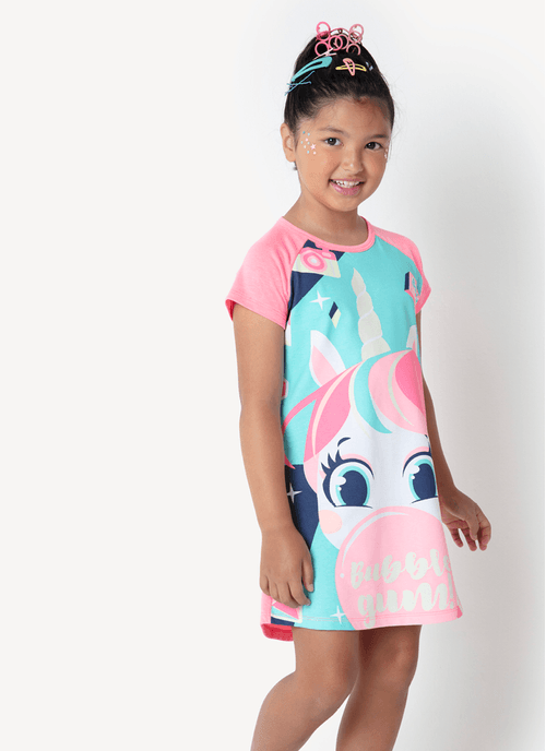 Camisola Curta Menina Viscolycra Unicórnio Shine - Brilha no Escuro