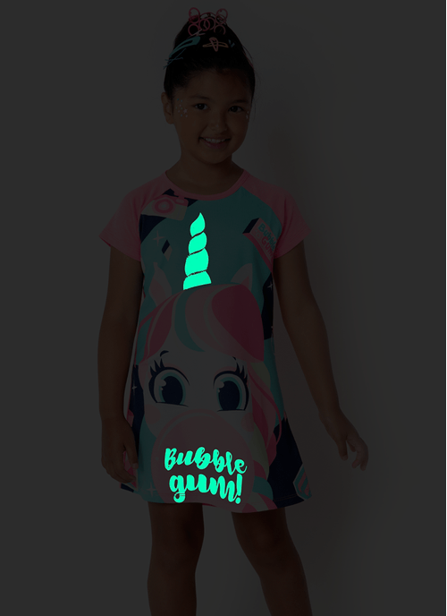 Camisola Curta Menina Viscolycra Unicórnio Shine - Brilha no Escuro