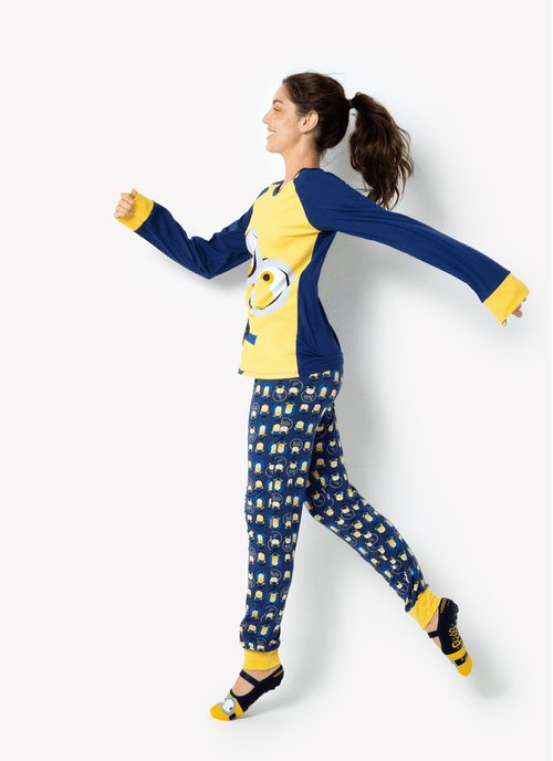 Pijama Manga Longa Feminino Viscolycra Mininons