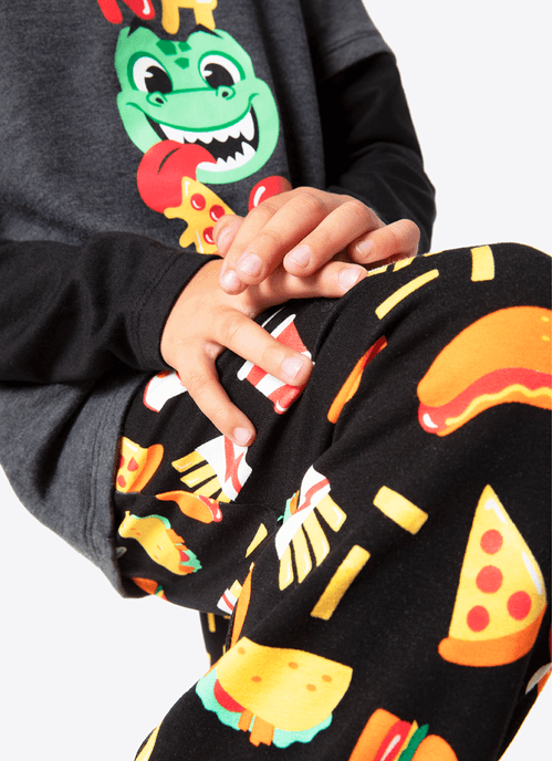 Pijama Manga Longa Menino Viscolycra Premium Dino Food