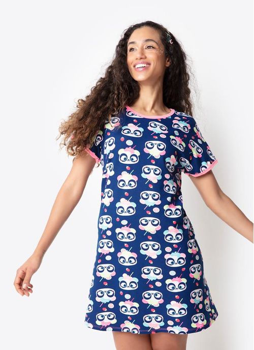 Camisola Manga Curta Viscolycra Feminino Panda Shake