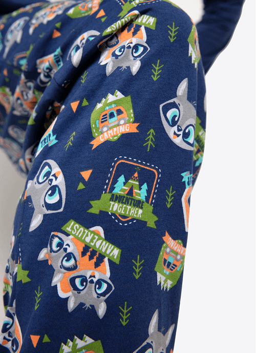 Pijama Manga Longa Masculino Algodão Família Guaxinim