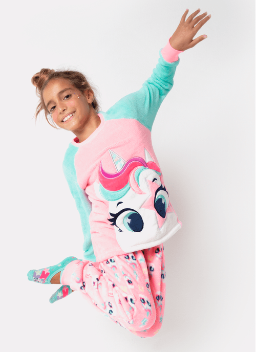 Pijama Manga Longa Menina Teen Soft Unicórnio Popstar