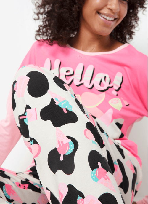 Pijama Manga Longa Feminino Viscolycra Vaca