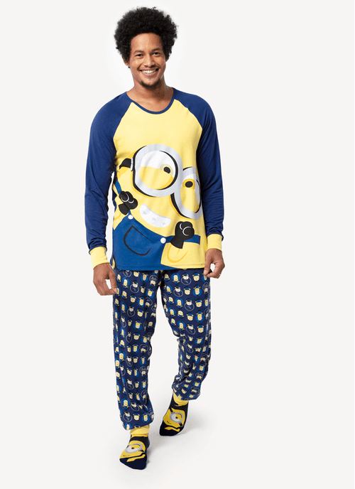 Pijama Manga Longa Masculino Viscolycra Minions