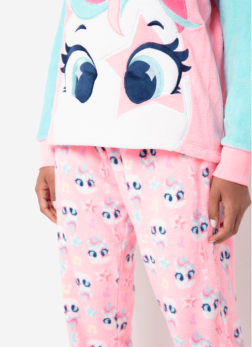 Pijama Manga Longa Feminino Soft Unicórnio Popstar