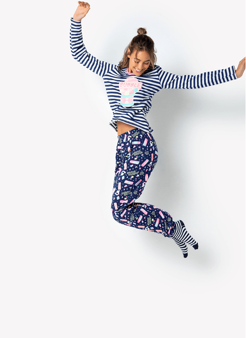 Pijama Manga Longa Feminino Viscolycra Premium Unicórnio Shine