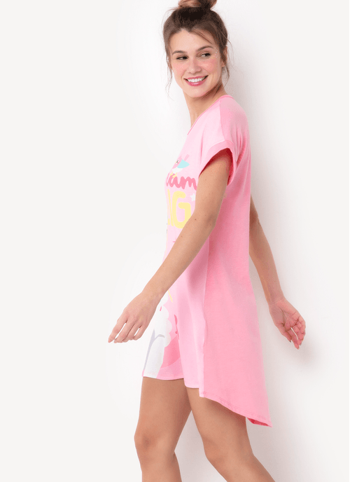 Camisola Manga Curta Feminino Viscolycra Lhama Secret