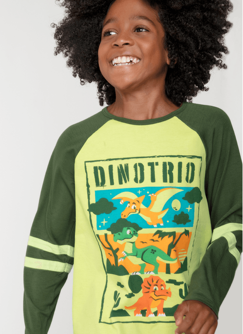 Pijama Manga Longa Viscolycra Menino Teen Dino Trio