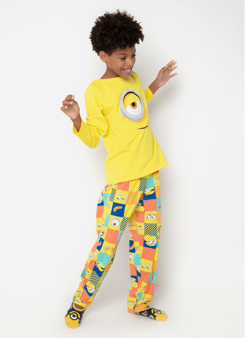 Pijama Manga Longa Algodão Teen Unissex Minions