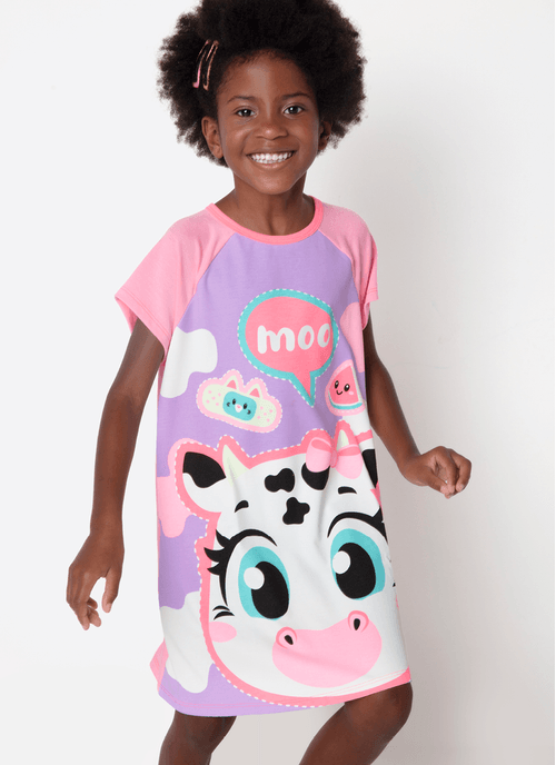 Camisola Manga Curta Viscolycra Menina Vaca Patches