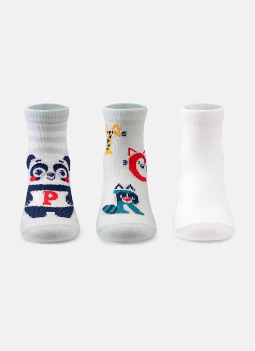 Kit com 3 Meias Bebê Menino Panda Shake