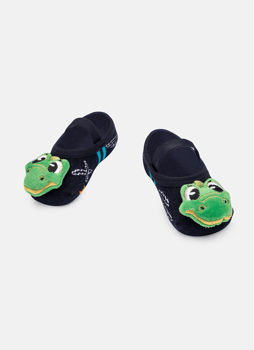 Meia Sapatilha Bebê Menino Jacaré Azul