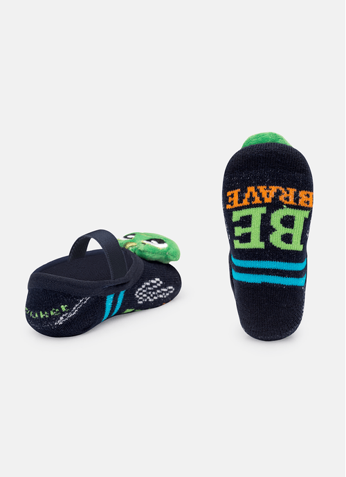 Meia Sapatilha Bebê Menino Jacaré Azul