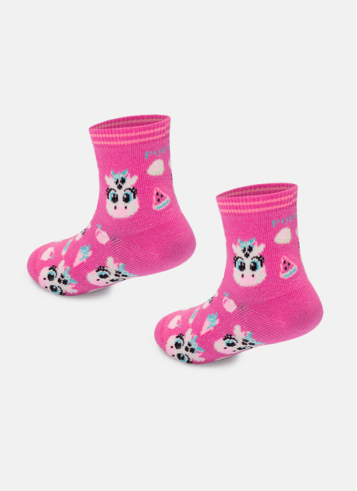 Meia Soquete Cano Médio Bebê Menina Vaca