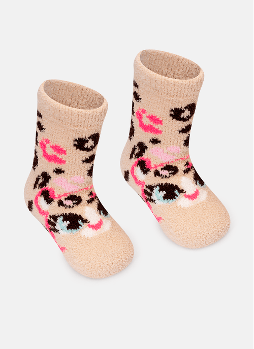 Meia Cano Médio Bebê Menina Soft Onça