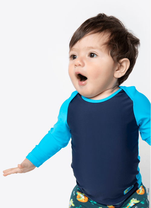 Camiseta Praia com Proteção Solar Bebê Menino Color Block