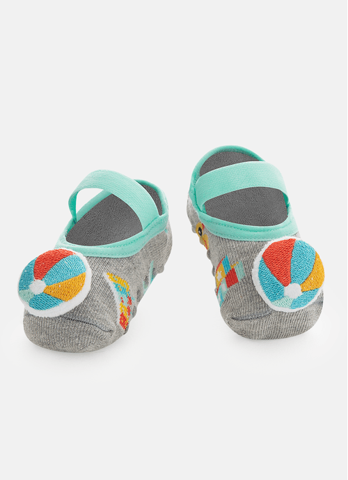 Meia Sapatilha Antiderrapante com Aplique Bebê Menino Bola