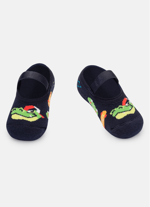 Meia Sapatilha Antiderrapante Bebê Menino Dinossauro Skate