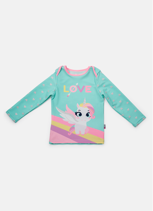 Camiseta Praia com Proteção Solar Baby Unicórnio Love