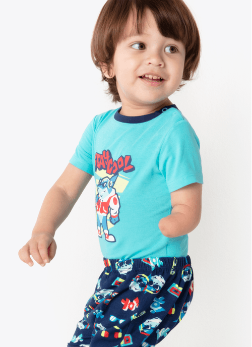 Pijama Manga Curta Viscolycra Bebê Menino Tubarão Hip Hop