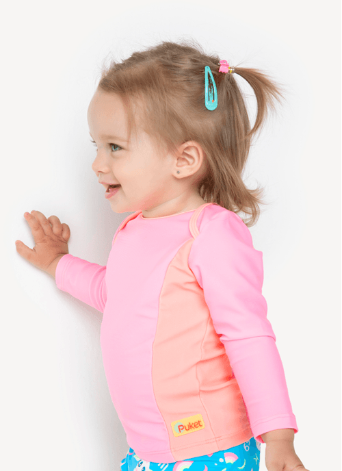 Camiseta Praia com Proteção Solar Bebê Menina Básica