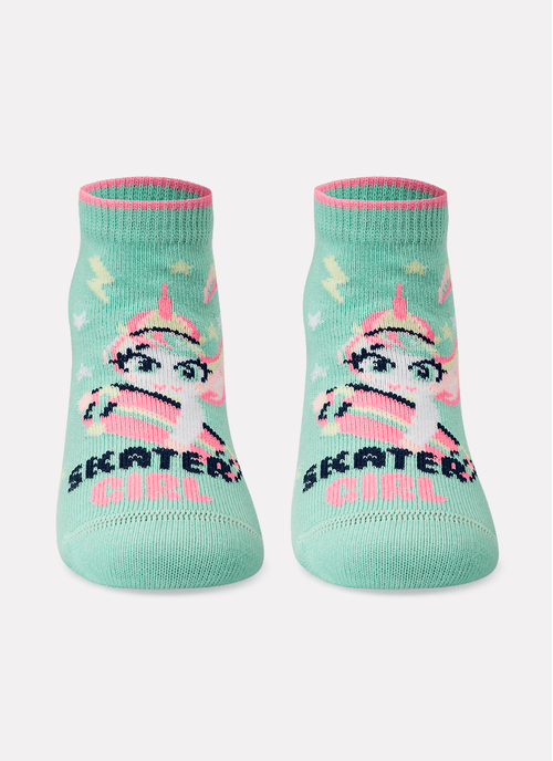 Meia Soquete Bebê Menina Unicórnio Skate