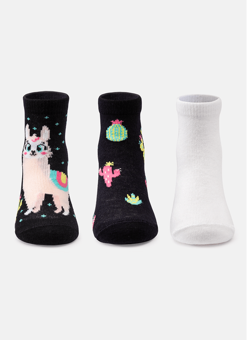 Kit com 3 Meias Bebê Menina Lhama Retrô