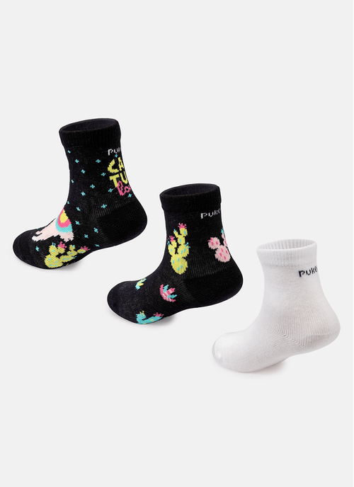 Kit com 3 Meias Bebê Menina Lhama Retrô