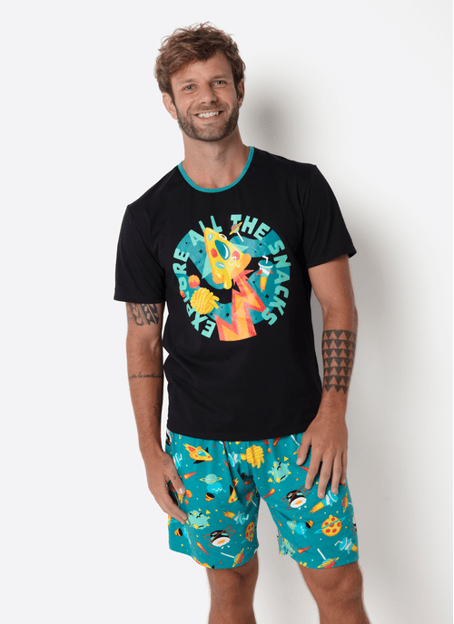 Pijama Manga Curta Masculino Space Food