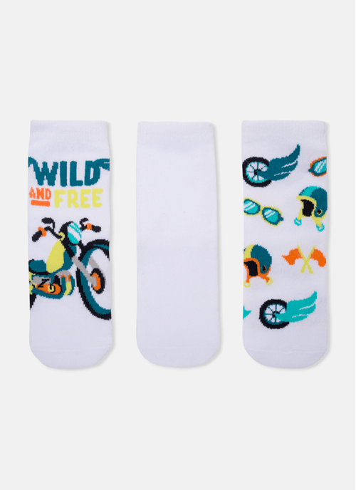 Kit com 3 meias Menino Bicicleta