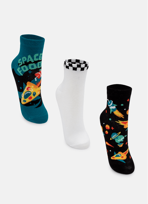 Kit com 3 meias Menino Teen Space Food