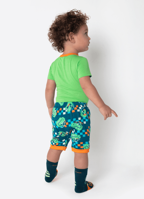 Pijama Manga Curta Viscolycra Bebê Menino Dino Miami