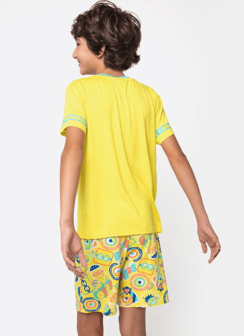 Pijama Curto Pijama Manga Curta Viscolycra Masculino