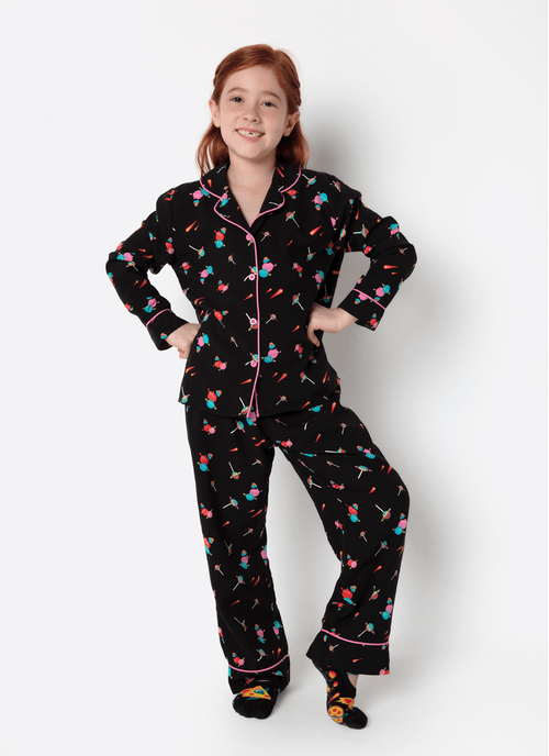 Pijama Manga Longa Viscose Menina Space Food