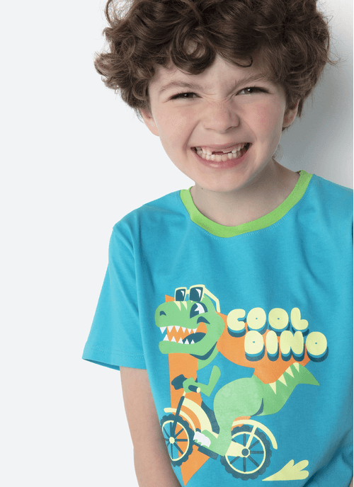 Pijama Manga Curta Algodão Menino Dino Miami