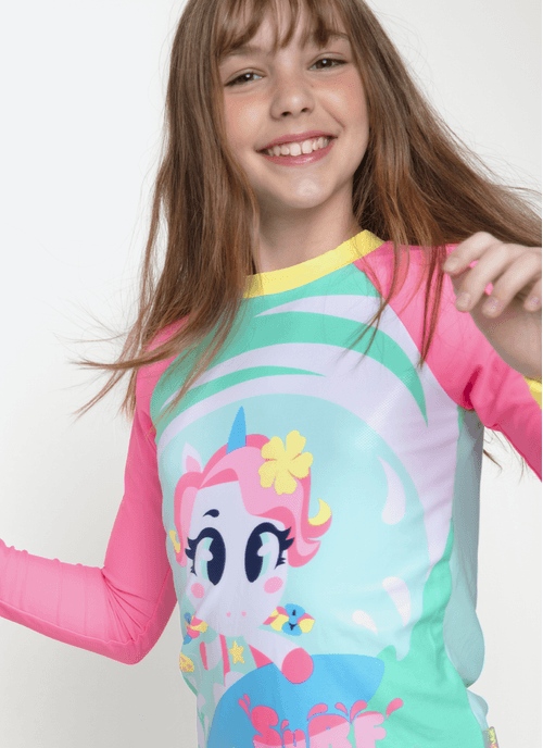 Camiseta Menina Teen Unicórnio Aloha