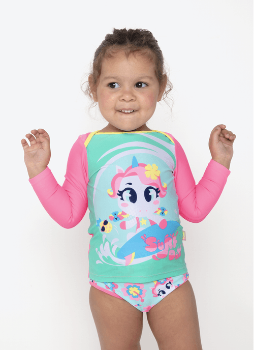 Conjunto Camiseta e Calcinha Bebê Menina Unicórnio Aloha