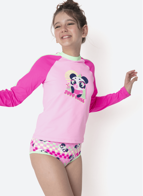 Conjunto Camiseta e Calcinha Menina Teen Panda Miami