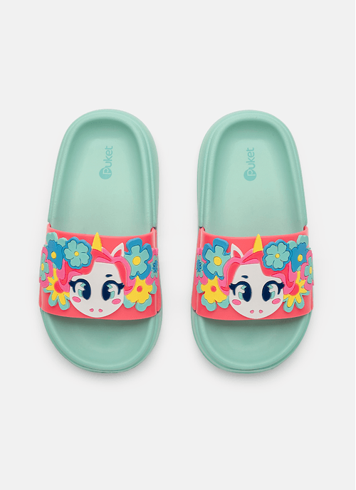 Chinelo Slide Menina Unicórnio Aloha