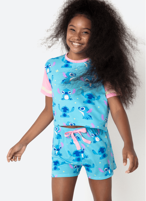 Pijama Manga Curta Viscolycra Menina Teen Stitch