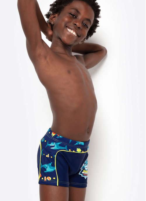 Sunga Boxer Estampada Menino Tubarão Gamer