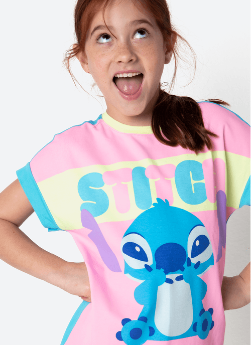 Pijama Manga Curta Viscolycra Estampado Menina Stitch