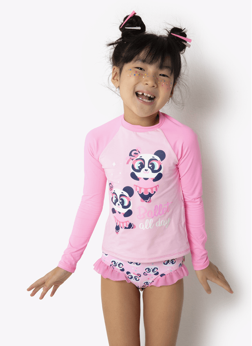 Conjunto Camiseta e Calcinha Menina Panda Ballet