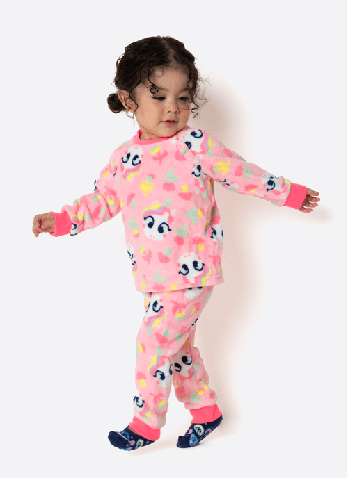 Pijama Manga Longa Soft Bebê Menina Unicórnio Encantado