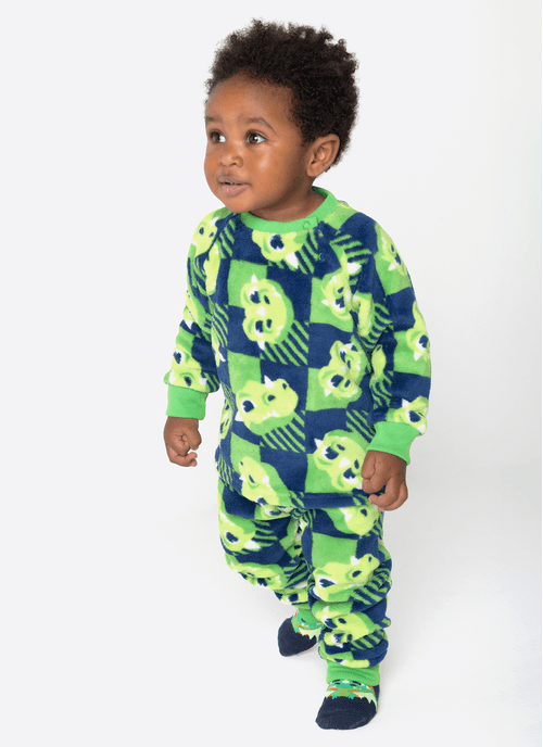 Pijama Manga Longa Soft Bebê Menino Dragão Camping